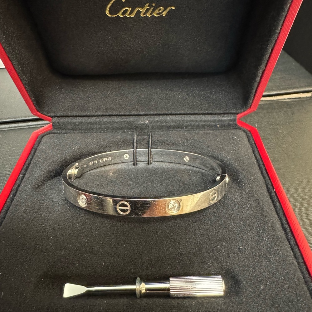 CARTIER LOVE BRACELET, CLASSIC MODEL, 4 DIAMONDS